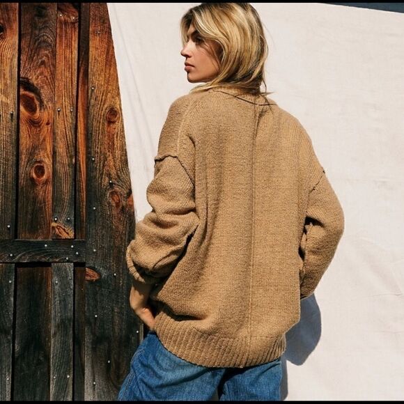 Free People Brookside Tunic Sweater Scoop Neck Oversize Desert Ca… - Picture 5 of 8